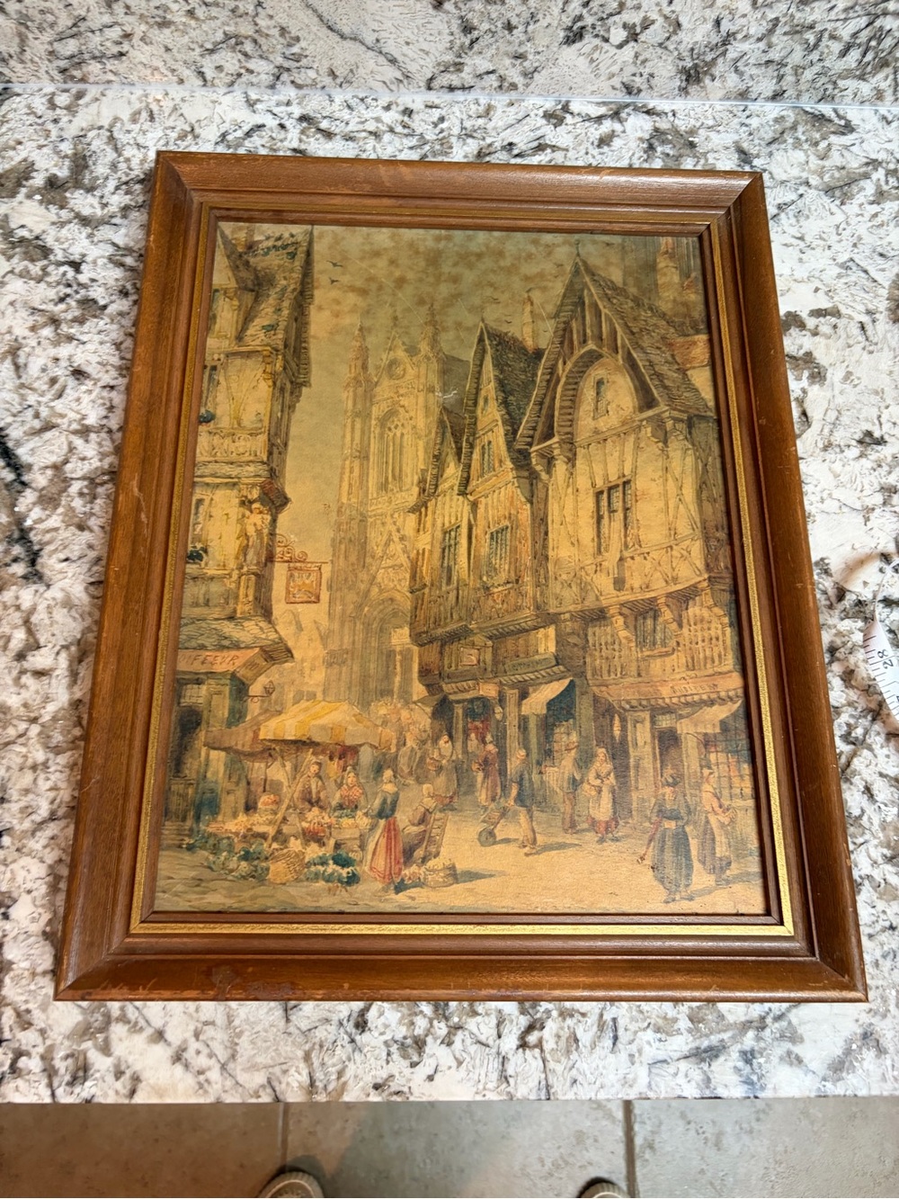 Vintage-Style Framed Wall Art in Brown and Cream aged - imperfections beautiful